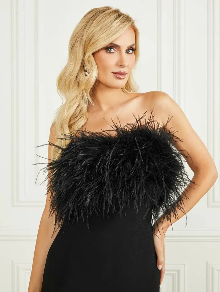 Dresses and Jumpsuits Evita Feather Bandage Dress Black GUESS Women Dresses and Jumpsuits Evita Feather Bandage Dress Black GUESS Women