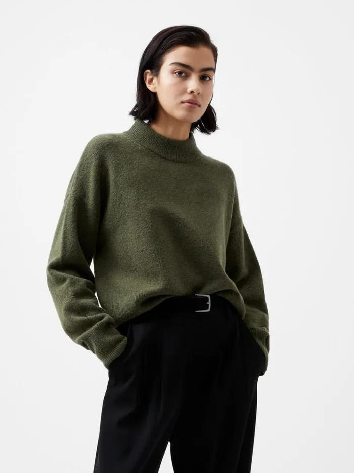 French Connection Jumpers and Cardigans Vhari Recycled Grown On Neck Jumper Olive Night 8211 Woman