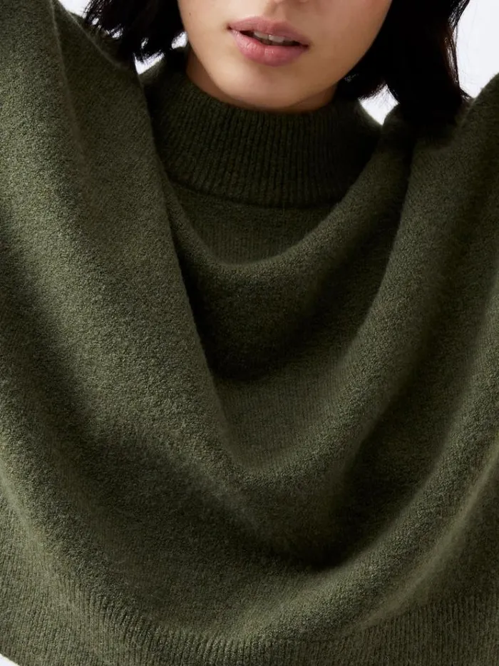 French Connection Jumpers and Cardigans Vhari Recycled Grown On Neck Jumper Olive Night 8211 Woman