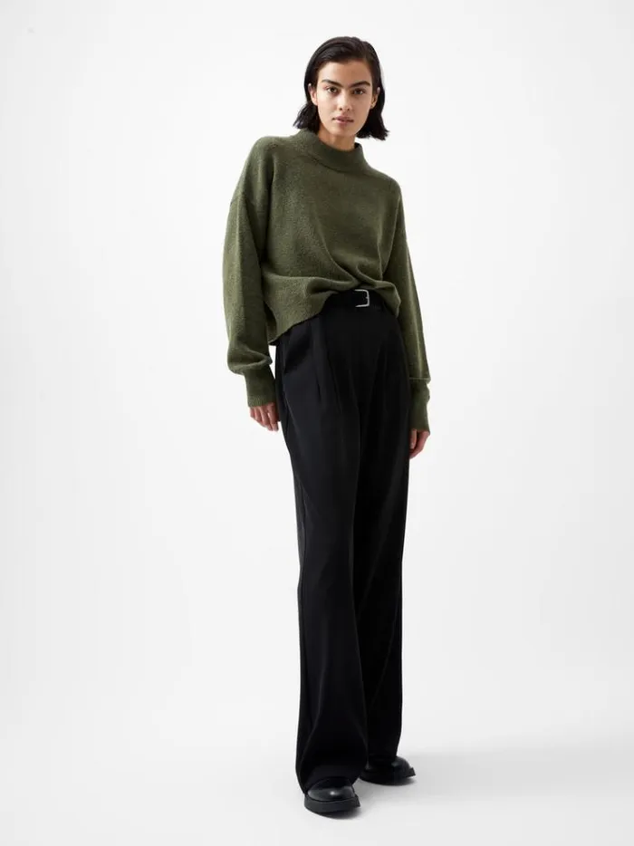 French Connection Jumpers and Cardigans Vhari Recycled Grown On Neck Jumper Olive Night 8211 Woman