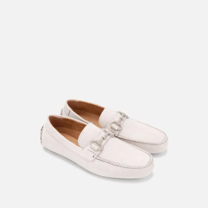 Kenneth Cole Dawson Vegan Suede Horsebit Driver Light Grey Men Loafers