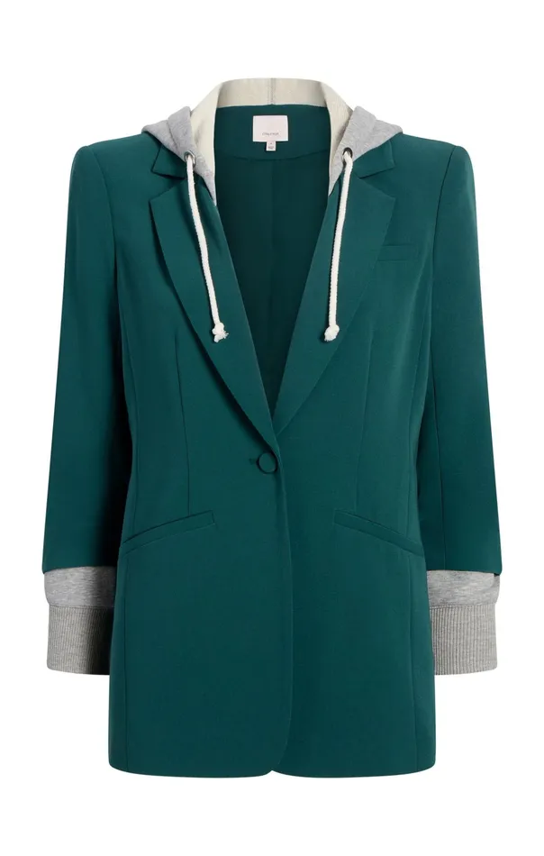 Women Cinq Sept Blazers Hooded Khloe Jacket Green Onyx