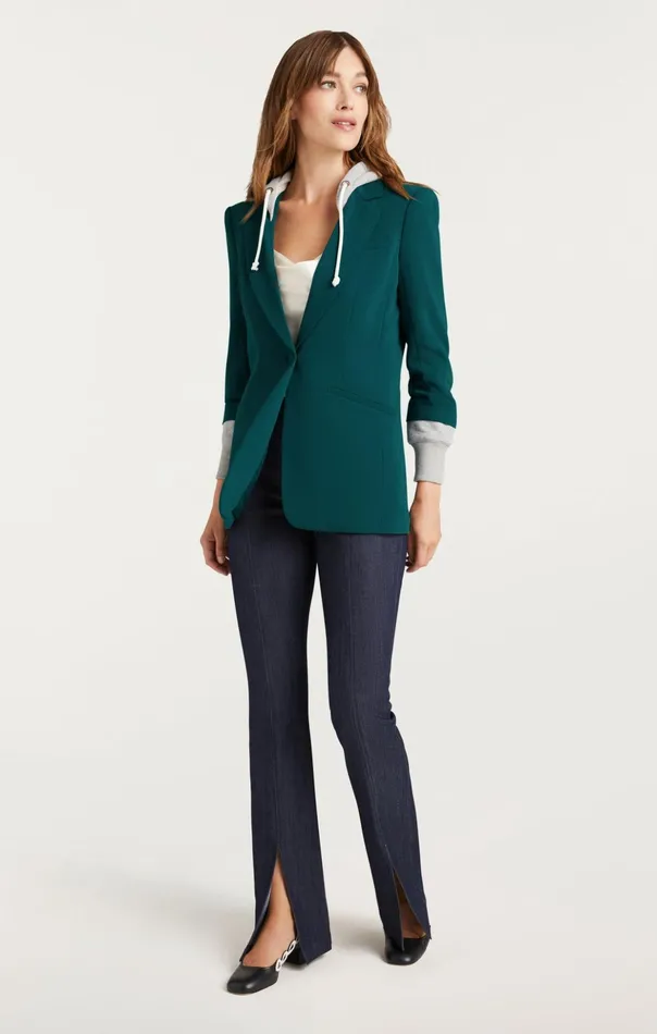 Women Cinq Sept Blazers Hooded Khloe Jacket Green Onyx