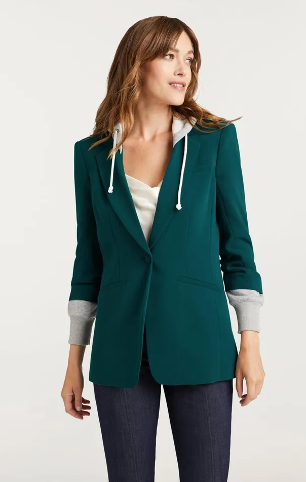 Women Cinq Sept Blazers Hooded Khloe Jacket Green Onyx