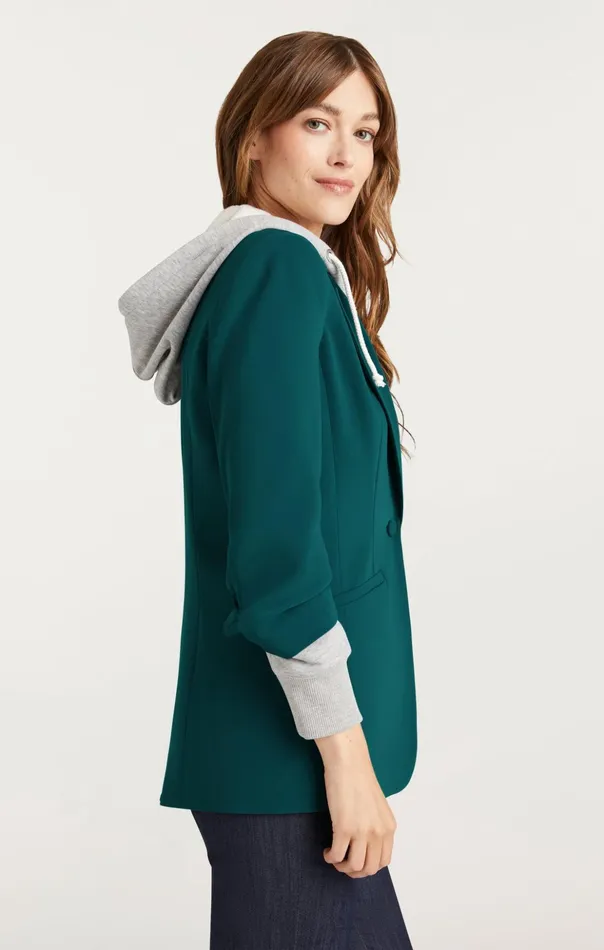 Women Cinq Sept Blazers Hooded Khloe Jacket Green Onyx