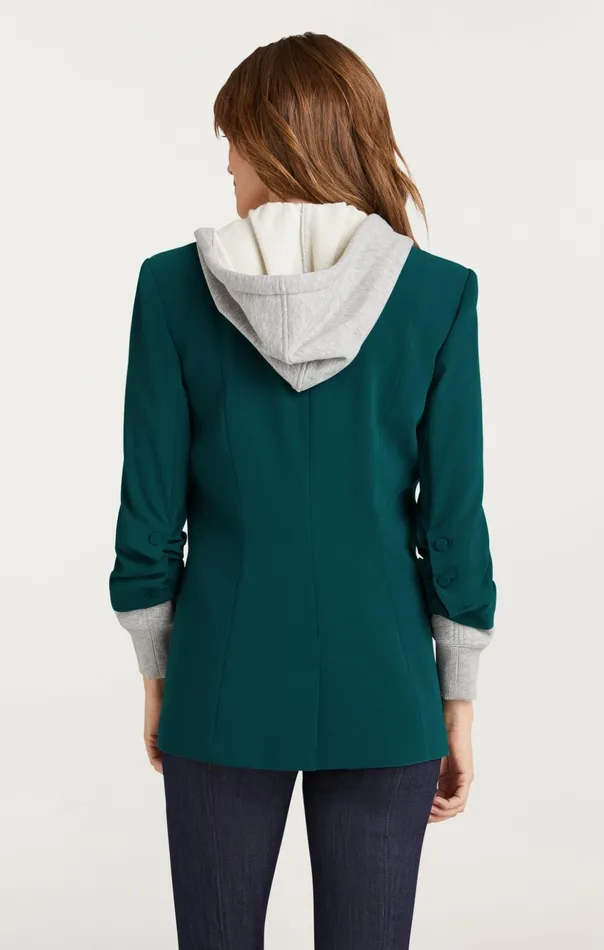 Women Cinq Sept Blazers Hooded Khloe Jacket Green Onyx