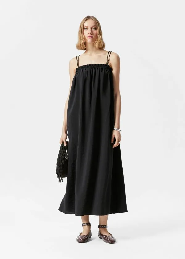 Women Dresses and Other Stories Floaty Strappy Midi Dress Black