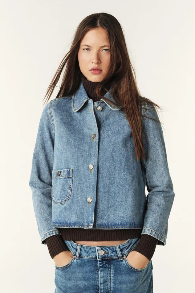 34Sleeve Jacket Tiny Blue Women Baandsh Jackets and Coats