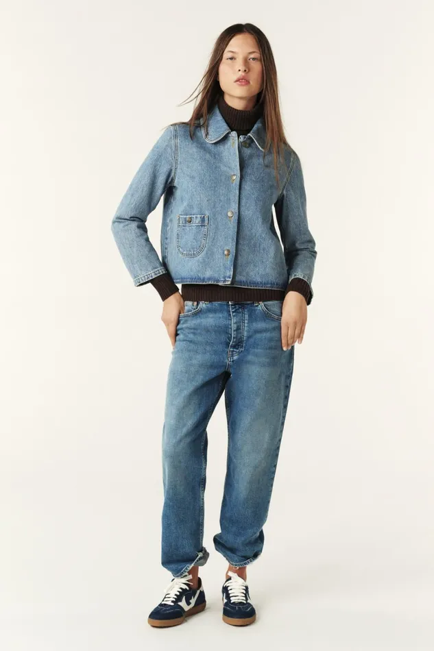 34Sleeve Jacket Tiny Blue Women Baandsh Jackets and Coats