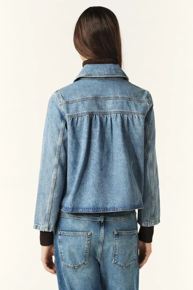 34Sleeve Jacket Tiny Blue Women Baandsh Jackets and Coats