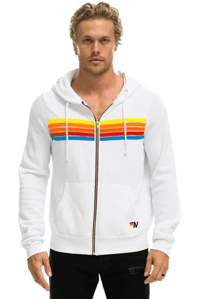 5 Stripe Hoodie 8211 White Neon Rainbow WomenMen Aviator Nation Hoodies