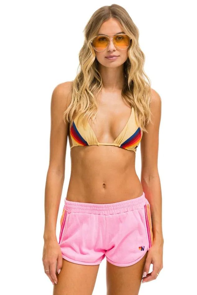 5 Stripe Jogger Shorts 8211 Neon Pink Yellow Women Aviator Nation Shorts