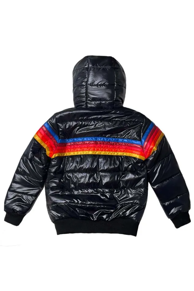 5 Stripe Trekker Jacket 8211 Glossy Black Kids Aviator Nation Outerwear