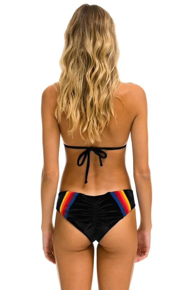 5 Stripe Velvet Triangle Bikini Top 8211 Black Women Aviator Nation Swim Tops