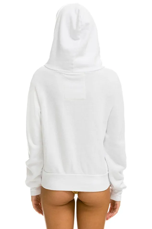 5 Stripe Zip Hoodie W Zip Pockets 8211 White WomenMen Aviator Nation Hoodies