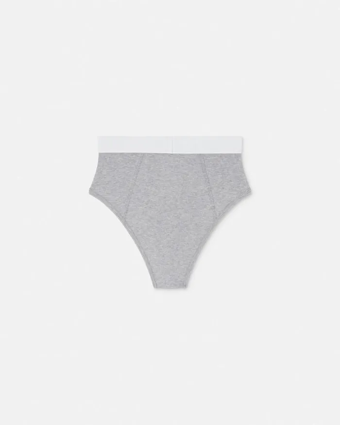 90s Vintage Logo Ribbed Briefs Gray Women Versace Bras and Briefs