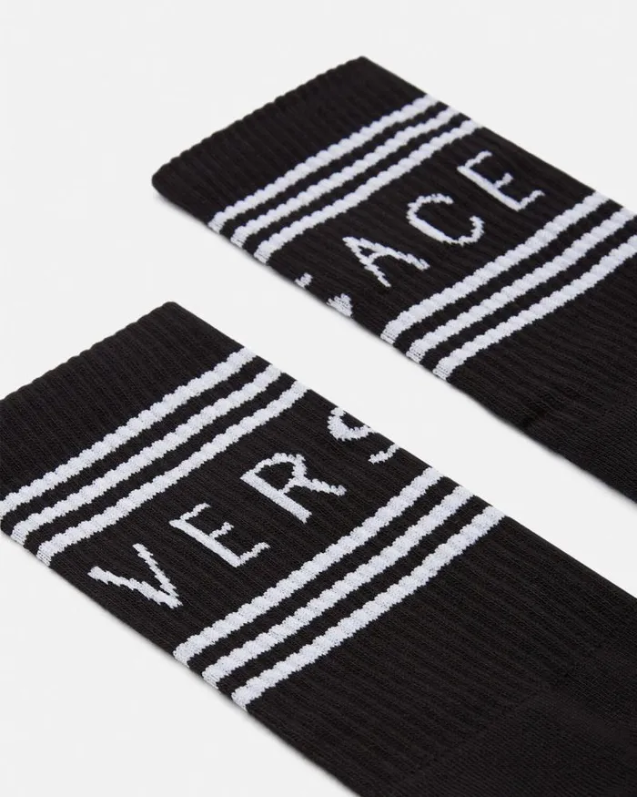 90s Vintage Logo Socks Black WomenMen Versace Socks