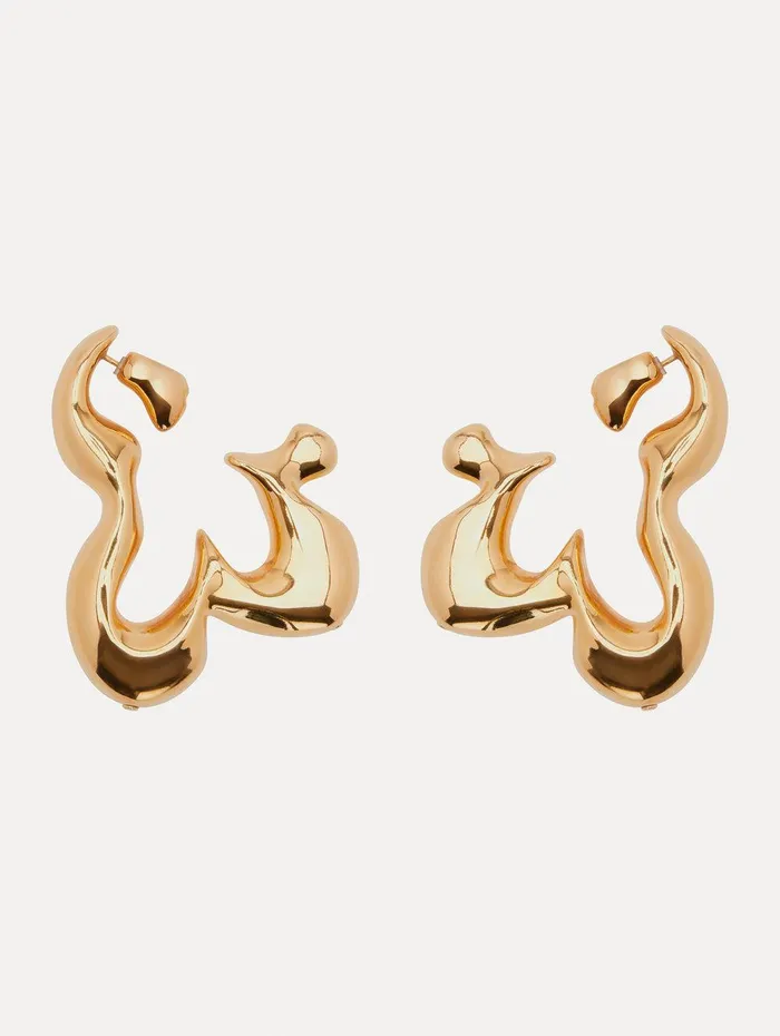 Abstract Flower Hoop Earrings Gold Women Oscar De La Renta Earrings