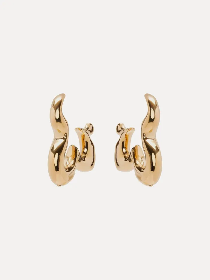 Abstract Flower Hoop Earrings Gold Women Oscar De La Renta Earrings
