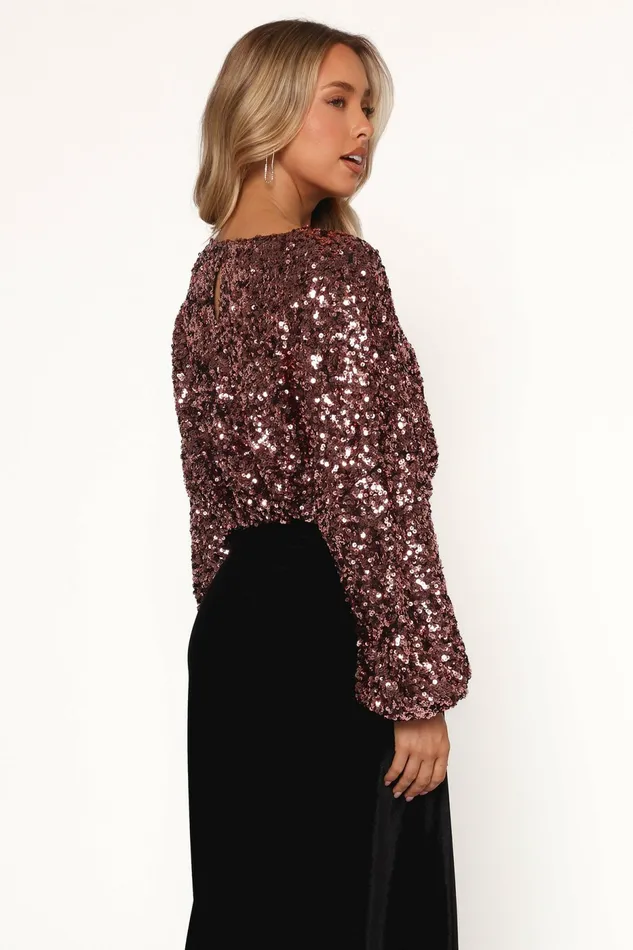 Adelina Sequin Top Black Rose Women Crop Tops Petal and Pup
