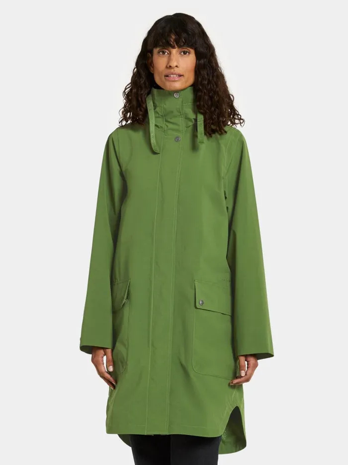 Adria Parka Velvet Green Women Didriksons Spring Jackets