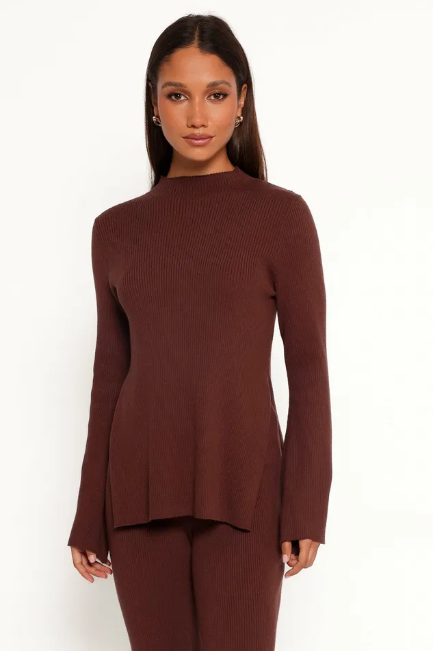 Adrienne Knit Top Chocolate Tops Petal and Pup Women