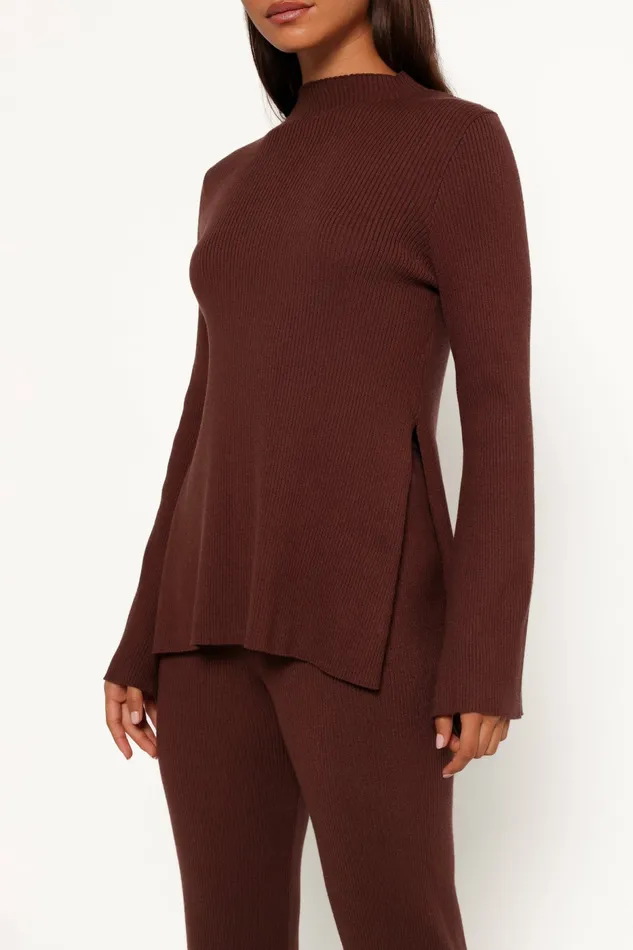 Adrienne Knit Top Chocolate Tops Petal and Pup Women