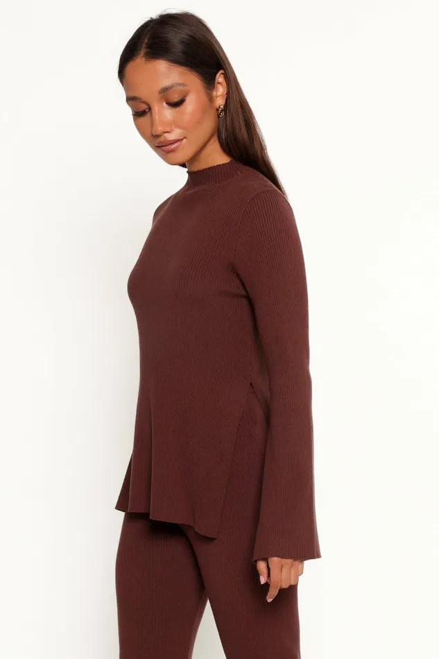 Adrienne Knit Top Chocolate Tops Petal and Pup Women