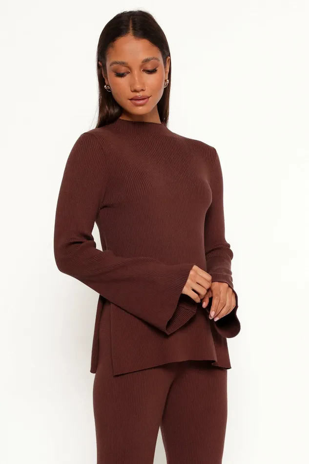 Adrienne Knit Top Chocolate Tops Petal and Pup Women