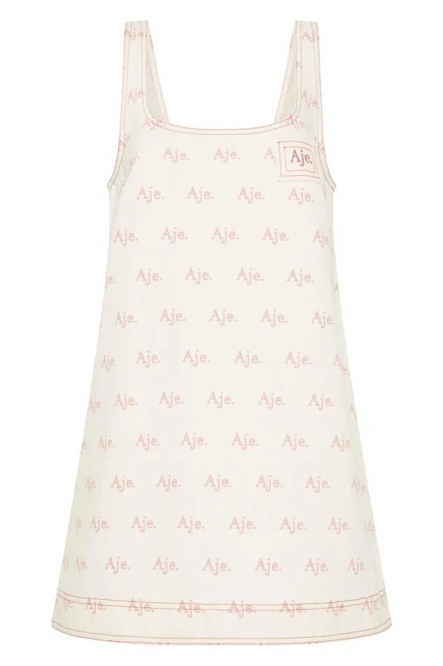 Aje Denim Ratio Logo Denim Mini Dress Ivoryblush Pink 8211 Women Aje Denim Ratio Logo Denim Mini Dress Ivoryblush Pink 8211 Women