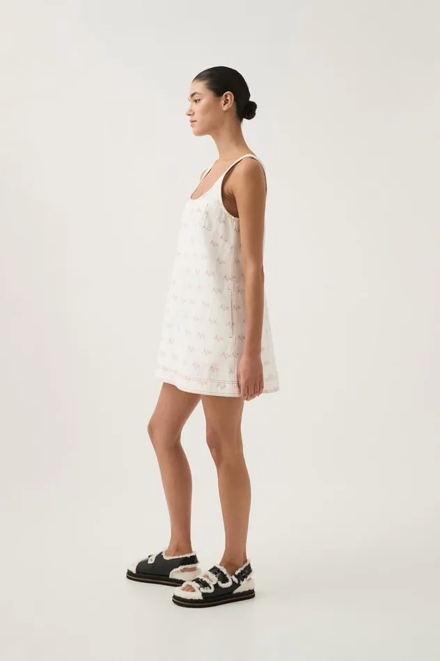 Aje Denim Ratio Logo Denim Mini Dress Ivoryblush Pink 8211 Women Aje Denim Ratio Logo Denim Mini Dress Ivoryblush Pink 8211 Women
