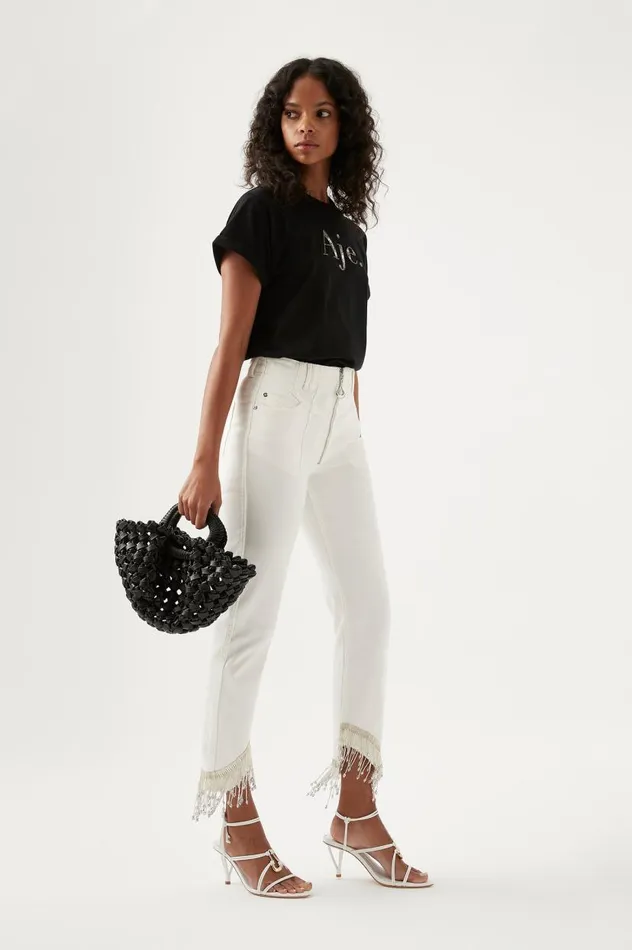 Aje Denim Sheen Fringe Denim Jeans White 8211 Women