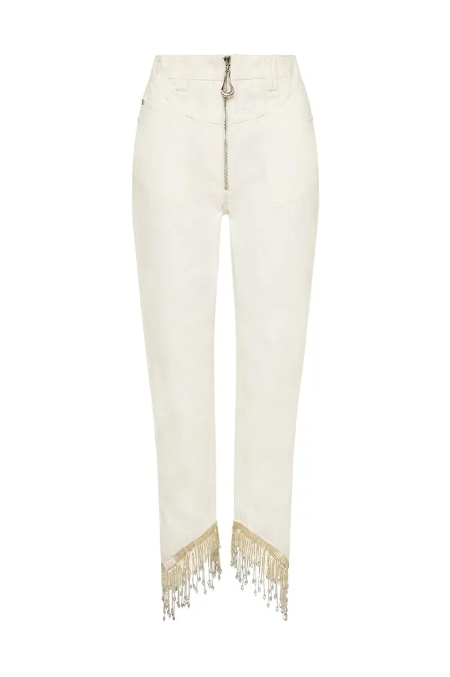Aje Denim Sheen Fringe Denim Jeans White 8211 Women