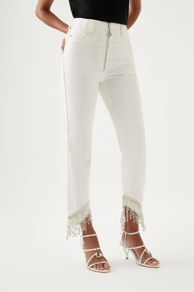 Aje Denim Sheen Fringe Denim Jeans White 8211 Women