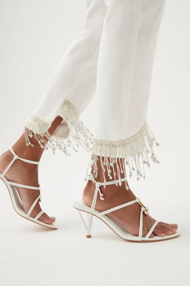 Aje Denim Sheen Fringe Denim Jeans White 8211 Women