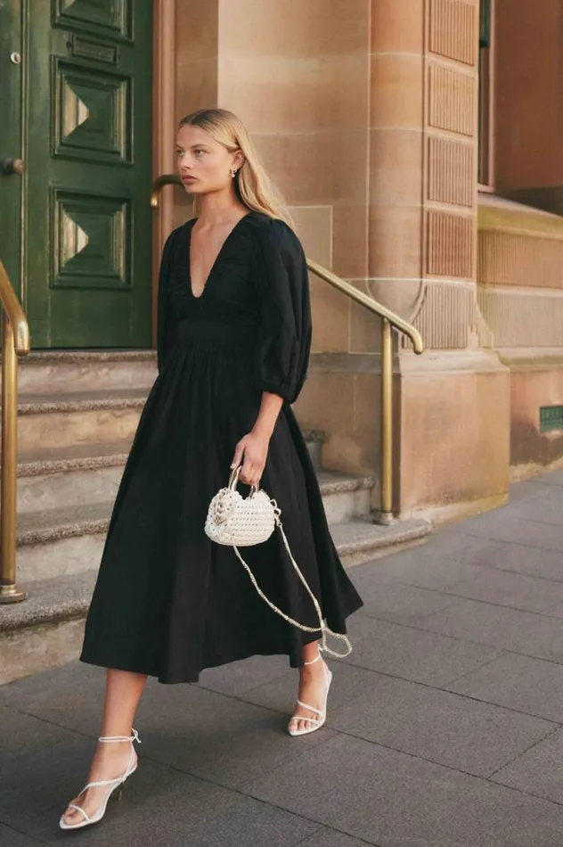 Aje Dresses Audrey Waisted Midi Dress Black 8211 Women
