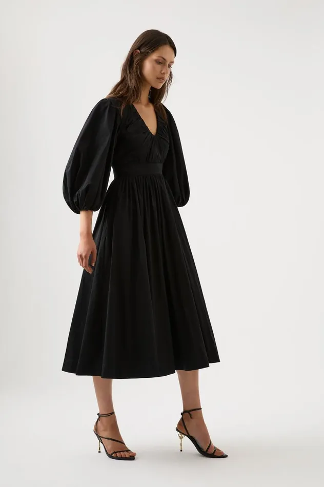 Aje Dresses Audrey Waisted Midi Dress Black 8211 Women Aje Dresses Audrey Waisted Midi Dress Black 8211 Women