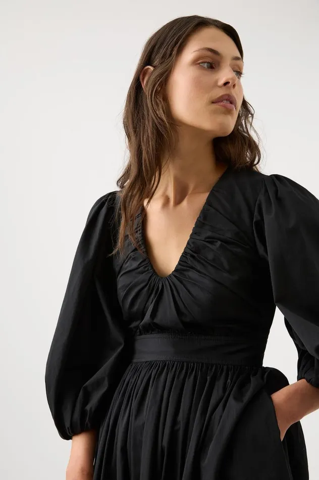 Aje Dresses Audrey Waisted Midi Dress Black 8211 Women Aje Dresses Audrey Waisted Midi Dress Black 8211 Women