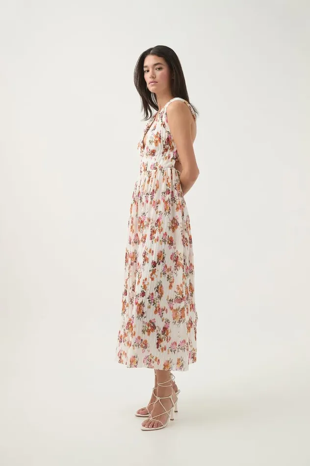 Aje Dresses Becoming Bow Back Midi Dress Flora Natura 8211 Women