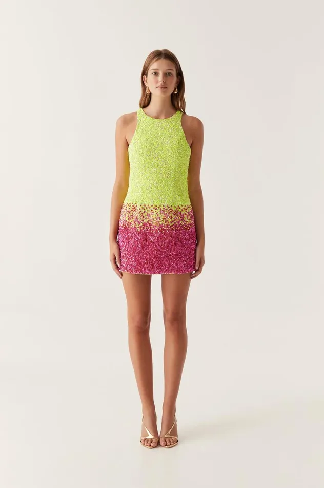 Aje Dresses Calypso Ombre Mini Dress Ombre Light Lime Green 8211 Women