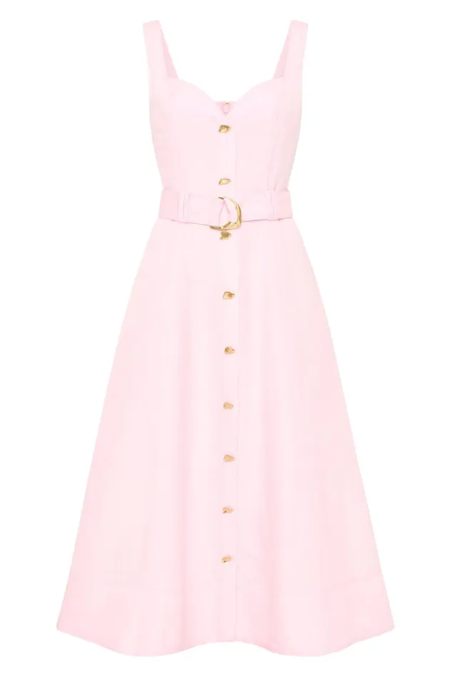 Aje Dresses Clay Belted Midi Dress Pastel Pink 8211 Women