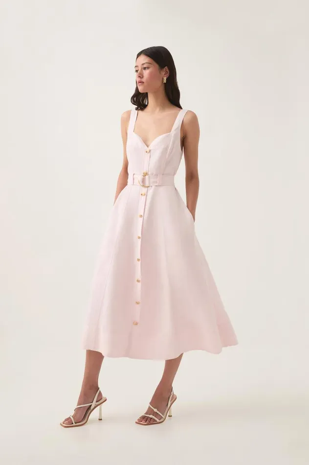 Aje Dresses Clay Belted Midi Dress Pastel Pink 8211 Women