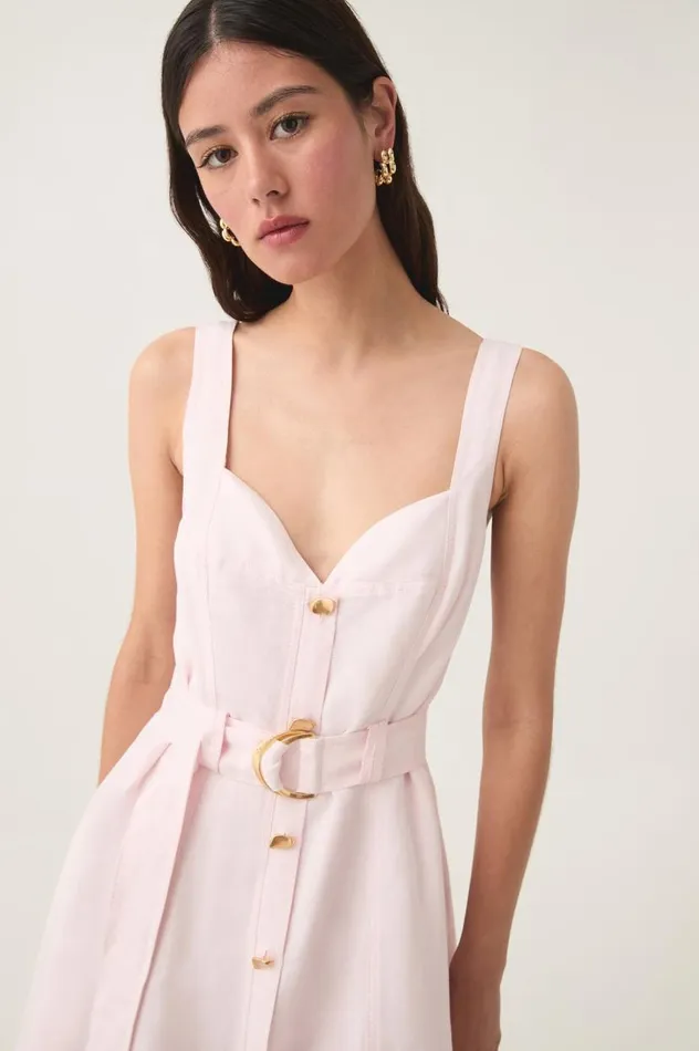 Aje Dresses Clay Belted Midi Dress Pastel Pink 8211 Women