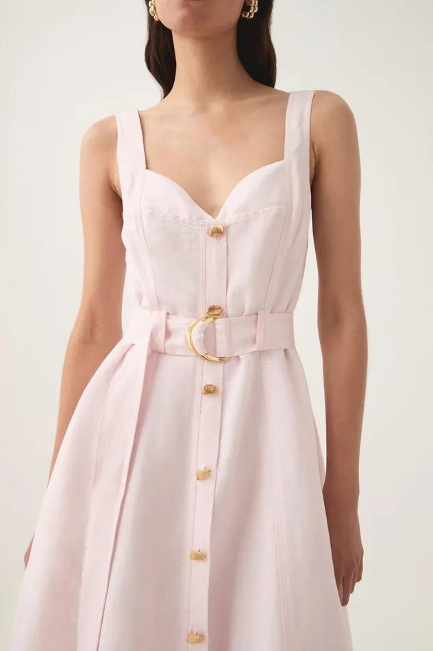 Aje Dresses Clay Belted Midi Dress Pastel Pink 8211 Women