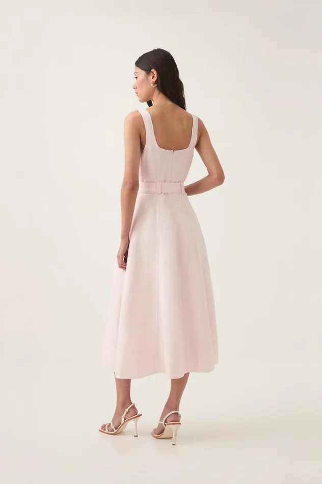 Aje Dresses Clay Belted Midi Dress Pastel Pink 8211 Women