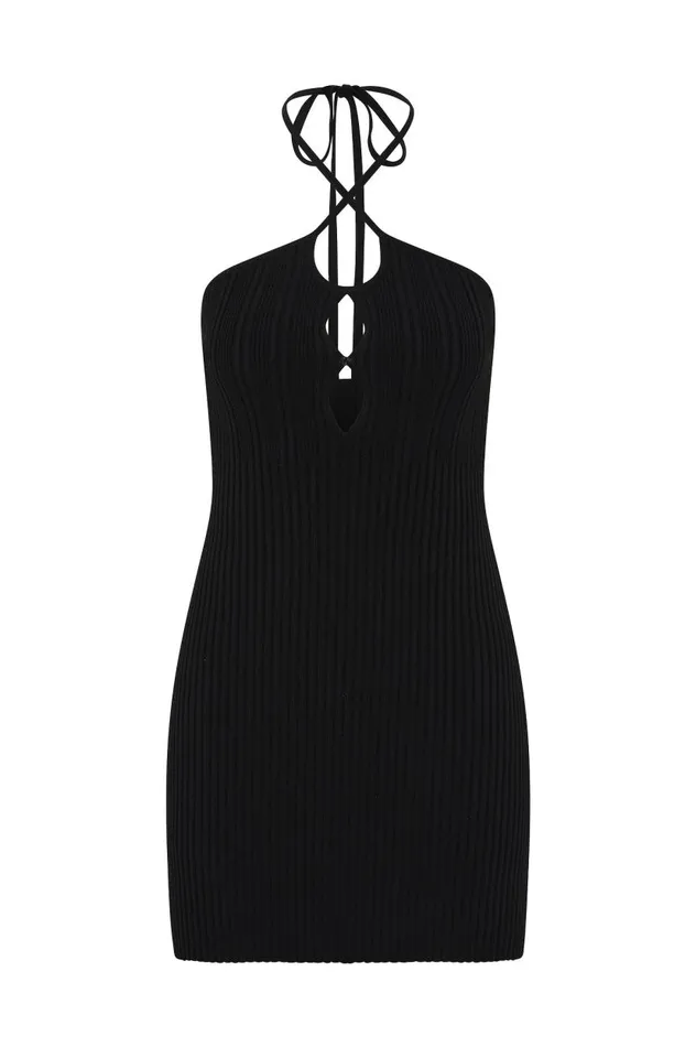 Aje Dresses Coraline Halter Mini Dress Black 8211 Women Aje Dresses Coraline Halter Mini Dress Black 8211 Women