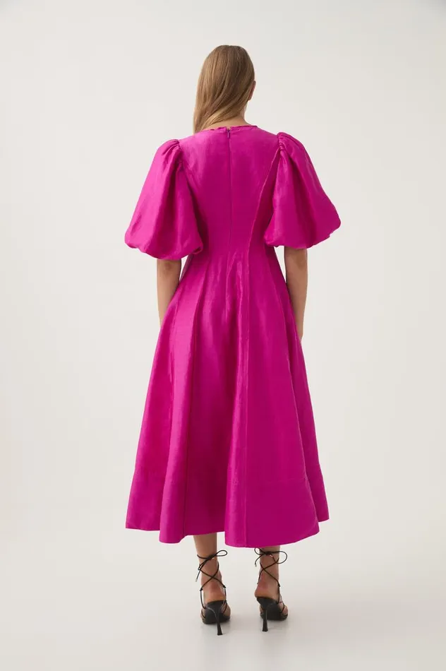 Aje Dresses Dusk Puff Sleeve Midi Dress Deep Magenta 8211 Women Aje Dresses Dusk Puff Sleeve Midi Dress Deep Magenta 8211 Women