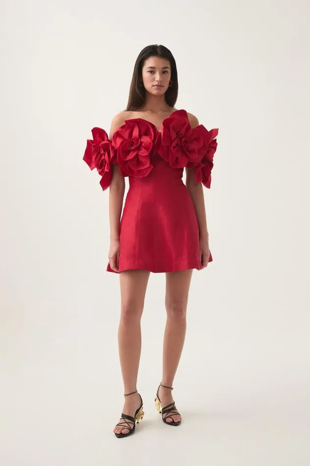 Aje Dresses Etta Mini Dress Scarlet Red 8211 Women