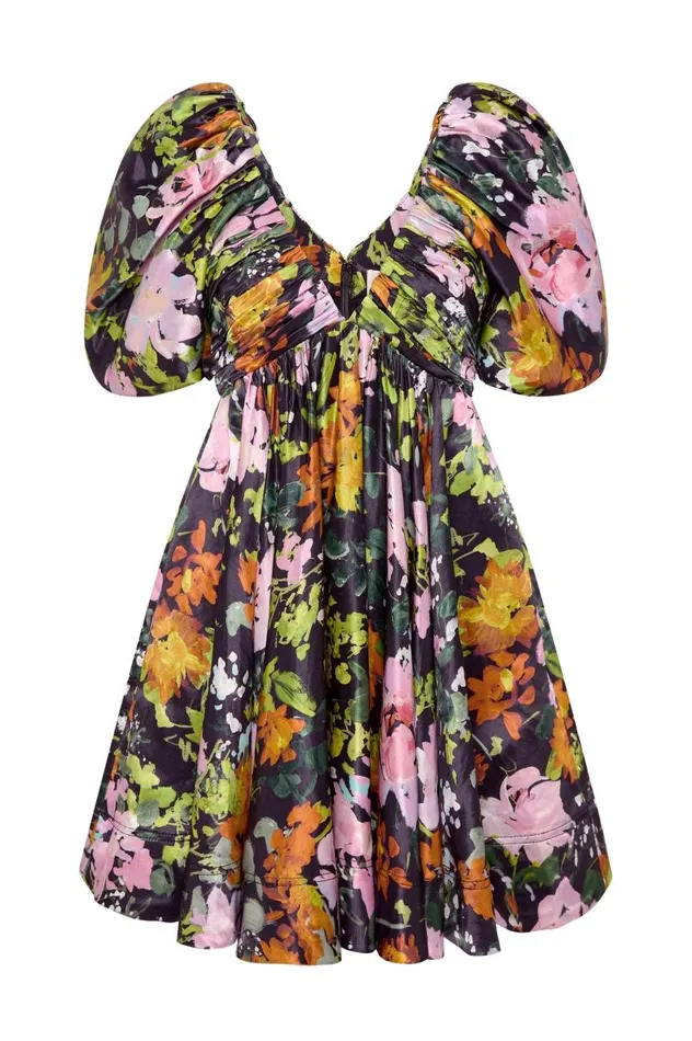 Aje Dresses Gabrielle Plunge Mini Dress Midnight Floral 8211 Women