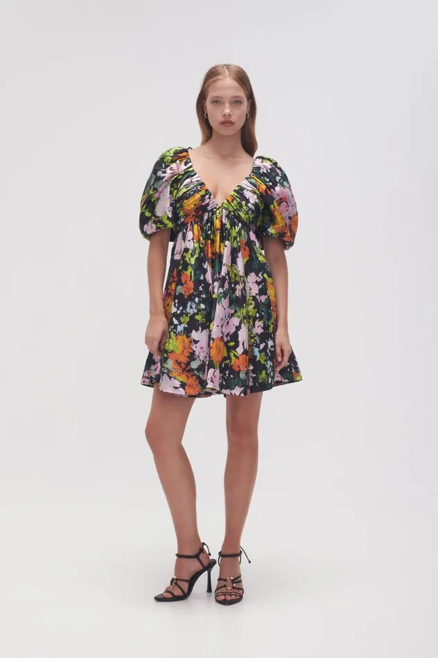 Aje Dresses Gabrielle Plunge Mini Dress Midnight Floral 8211 Women